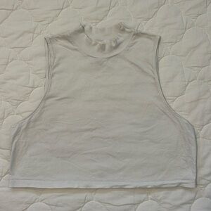 Alo Yoga cropped mock neck tee in white